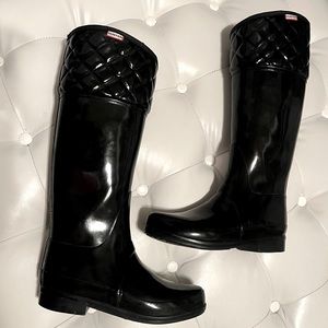 Hunter Tall Narrow Calf Quilted Gloss Rain Boot